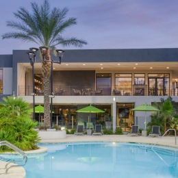 Evolve exterior of apartment with outdoor pool