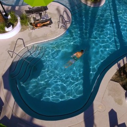 Evolve aerial shot of outdoor pool