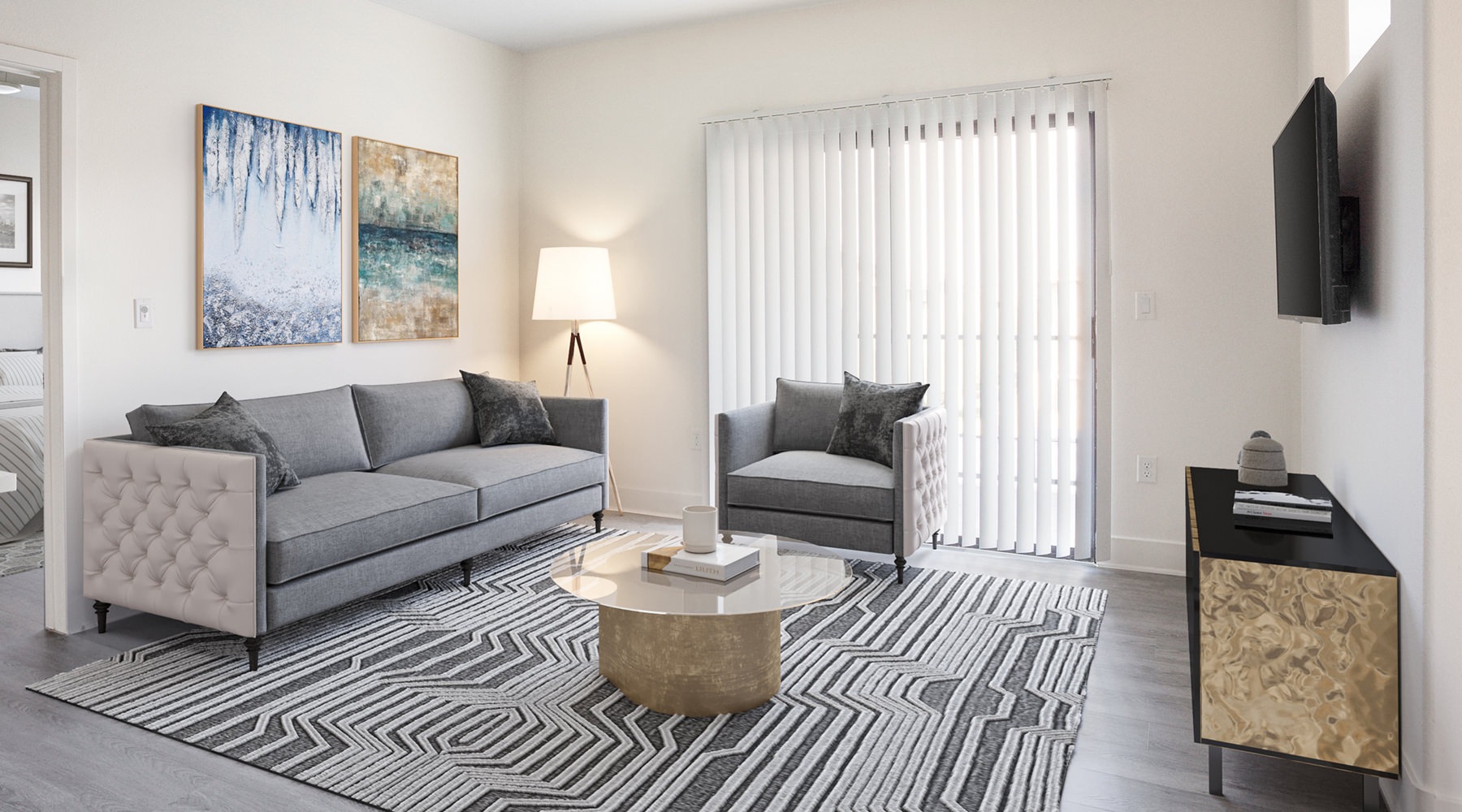 Open space living area with natural lighting